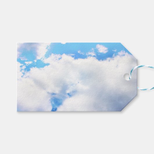 ふわふわ白い雲と青空 ギフトタグ (正面(横))