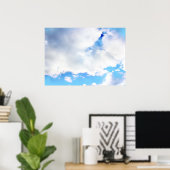 ふわふわ白い雲と青空 ポスター (ホームオフィス)