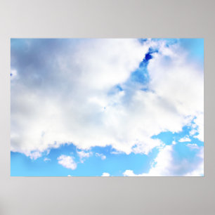 ふわふわ白い雲と青空 ポスター
