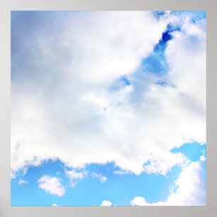 ふわふわ白い雲と青空 ポスター