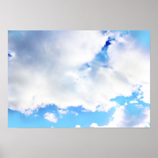 ふわふわ白い雲と青空 ポスター (正面)