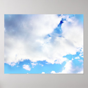 ふわふわ白い雲と青空 ポスター