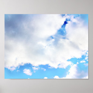 ふわふわ白い雲と青空 ポスター