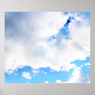 ふわふわ白い雲と青空 ポスター