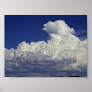 ふわふわ白い雲、空、風景、写真、 ポスター