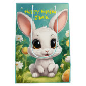 🌷ふわふわ白バニー春の花🐰 ミディアムペーパーバッグ (裏面)