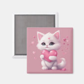 ふわふわ白ラブキッテン マグネット (正面/裏面)