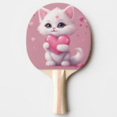 ふわふわ白ラブキッテン 卓球ラケット (正面)