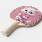ふわふわ白ラブキッテン 卓球ラケット (正面アングル)