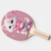ふわふわ白ラブキッテン 卓球ラケット (横)