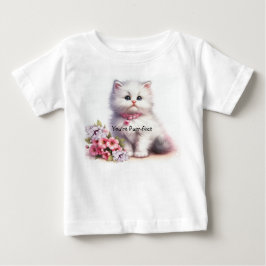 ふわふわ白子猫あなたは完璧 ベビーTシャツ