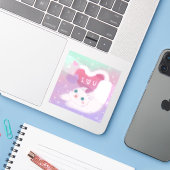 ふわふわ白猫とバレンタインデー シール (ノートパソコンとiPhone)