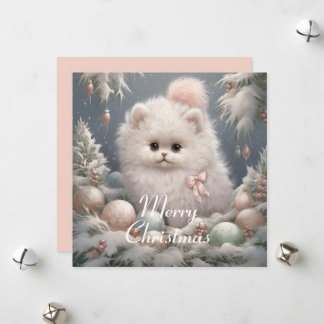 ふわふわ白猫クリスマスカード シーズンカード