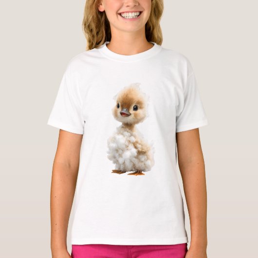 ふわふわ綿毛のアヒルの子  キッズ Tシャツ (正面)