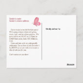 ふわふわ蝶のテーマの6歳の誕生日パーティー招待状 ポストカード (裏面)