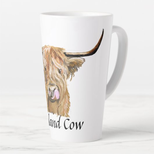 ふわふわ赤高地牛オリジナルデジタルアート  カフェラテマグ (右アングル)