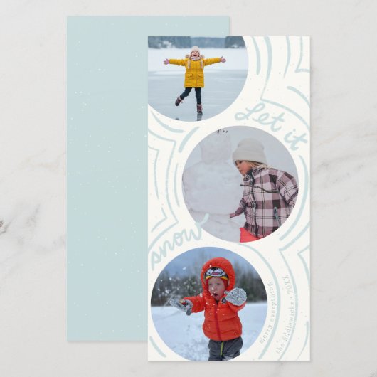 ふわふわ雪のタカシーズンホリデー写真入りカード (正面/裏面)