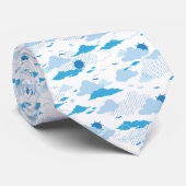 ふわふわ雲の晴れた白いスカイパターン ネクタイ (ロール)