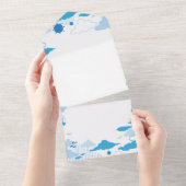 ふわふわ雲サニーブルースカイパターン オールインワン招待状 (貼ってはがせる)