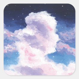 ふわふわ雲ステッカー スクエアシール
