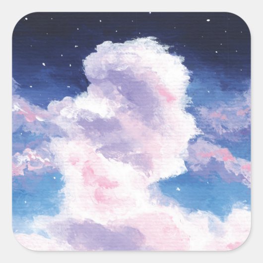 ふわふわ雲ステッカー スクエアシール (正面)