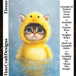 ふわふわ黄色のアヒルの格好をしたかわいい子猫のデコパージュ DL4L 薄葉紙