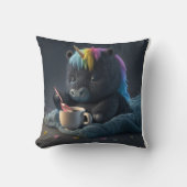 ふわふわ黒ユニコーン枕 クッション (正面)