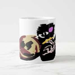 ふわふわ黒猫ジャックオランタン楽しみ ジャンボコーヒーマグカップ