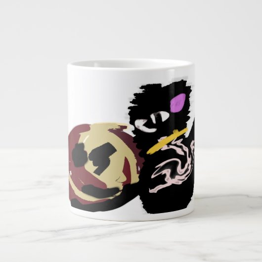 ふわふわ黒猫ジャックオランタン楽しみ ジャンボコーヒーマグカップ (正面)