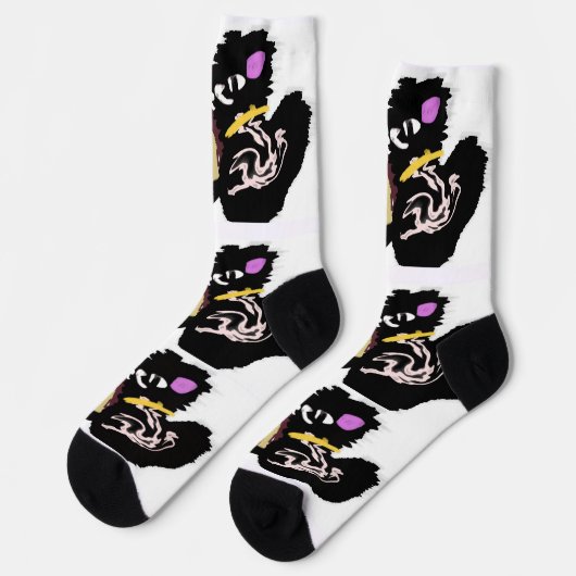 ふわふわ黒猫ジャックオーランタン楽しみ ソックス (左)