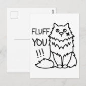 ふわふわ – かわいいおもしろい白ミニマル黒猫 ポストカード (正面/裏面)