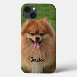 ふわふパーソナライズされたわ茶色のポメラニア犬子犬 iPhone 13ケース