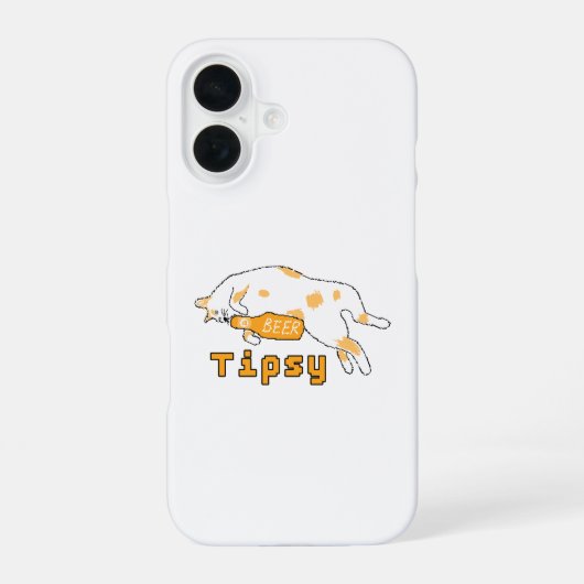 ふわもこビール猫 iPhone 16ケース (裏面)