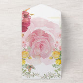 ふわりとしたロマンス：水彩のバラと蝶 オールインワン招待状 (外側)