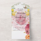 ふわりとしたロマンス：水彩のバラと蝶 オールインワン招待状 (内側)