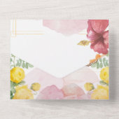 ふわりとしたロマンス：水彩のバラと蝶 オールインワン招待状 (裏面)