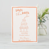 ふんわりとしたあんずの結婚式 Save The Date 案内 招待状 (スタンド正面)