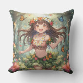 ふんわりとしたアニメの少女 クッション (正面)