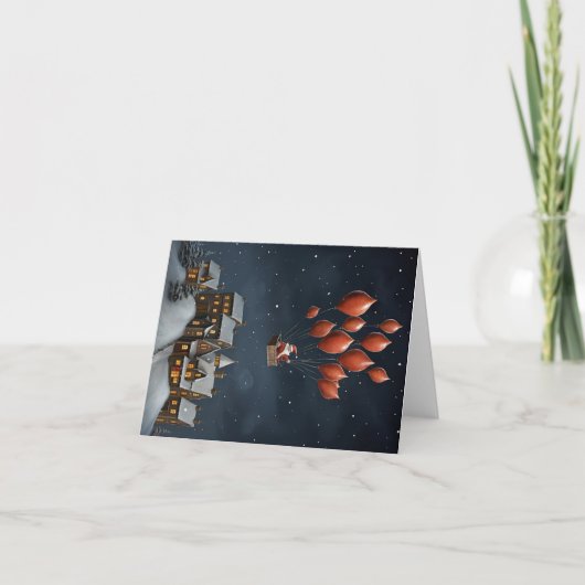 ふんわりとしたサンタのホリデーカード（中身は白紙） シーズンカード (正面)