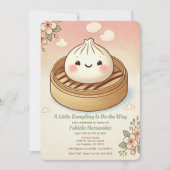 ふんわりとしたダンプリングのベビーシャワー　スチームフラワーズ付き 招待状 (正面)