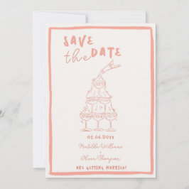 ふんわりとしたバラ色の結婚式「Save The Date」招待状 招待状