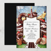 ふんわりとした小さなチョコレートのベイビーシャワー 招待状 (正面/裏面)