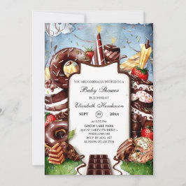 ふんわりとした小さなチョコレートのベイビーシャワー 招待状