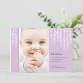 ふんわりとした植物の赤ちゃん発表 ライラックカード 案内状 (スタンド正面)