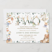 ふんわりとした童謡グリーンの2歳誕生日 招待状 (正面)