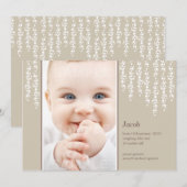 ふんわりとした草花のベビーお知らせカード クリーム色 案内状 (正面/裏面)