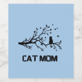 「ふんわりと猫誇りを持ったのお母さん」 ワインラベル (シングルラベル)