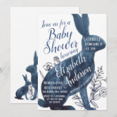 ふんわりウサギのベビーシャワー招待状 招待状 (正面/裏面)