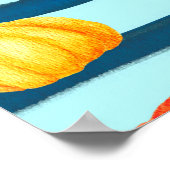 ふんわりオレンジの丸いかぼちゃ。水彩のシームレスパターン ポスター (角)