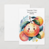 ふんわりカラフルなピンクの誕生日 サンキューカード (正面/裏面)